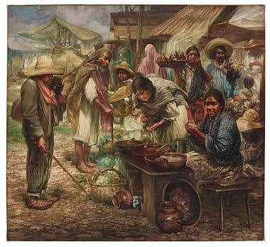 Germán Gedovius comparable auction result: germ n gedovius 1867 1937 tianguis oil on canvas 25 x 27 in 65 x 70 cm