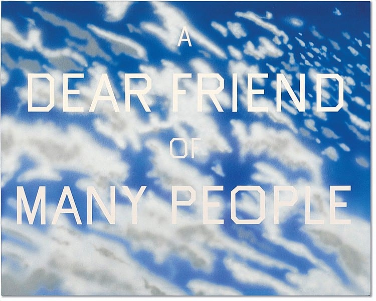 Ed Ruscha (b. 1937) Dear Friend acrylic on canvas 48 x 60 in. (121.9 x 152.4 cm.) comparable sale
