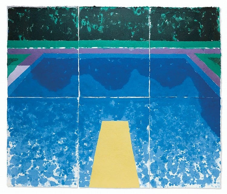 David Hockney (b. 1937) Day Pool with Three Blues (Paper Pool 7) colored, pressed paper pulp 72 x 85 ½ in. (182.9 x 217.2 cm.) comparable sale