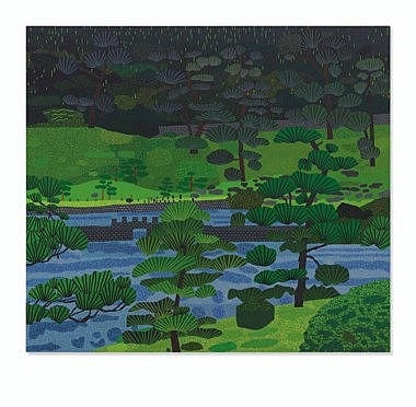 Jonas Wood (b. 1977) Japanese Garden 3 oil and acrylic on canvas 88 x 98 in. (223.5 x 248.9 cm.) comparable sale