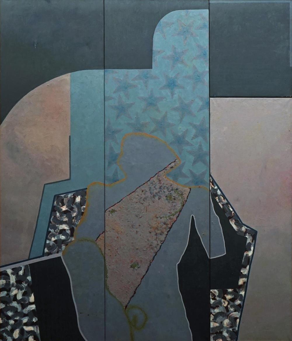 Rod Withers comparable auction result: rod withers 1946 1988 city dog saga 1969 170 x 144cm overall
