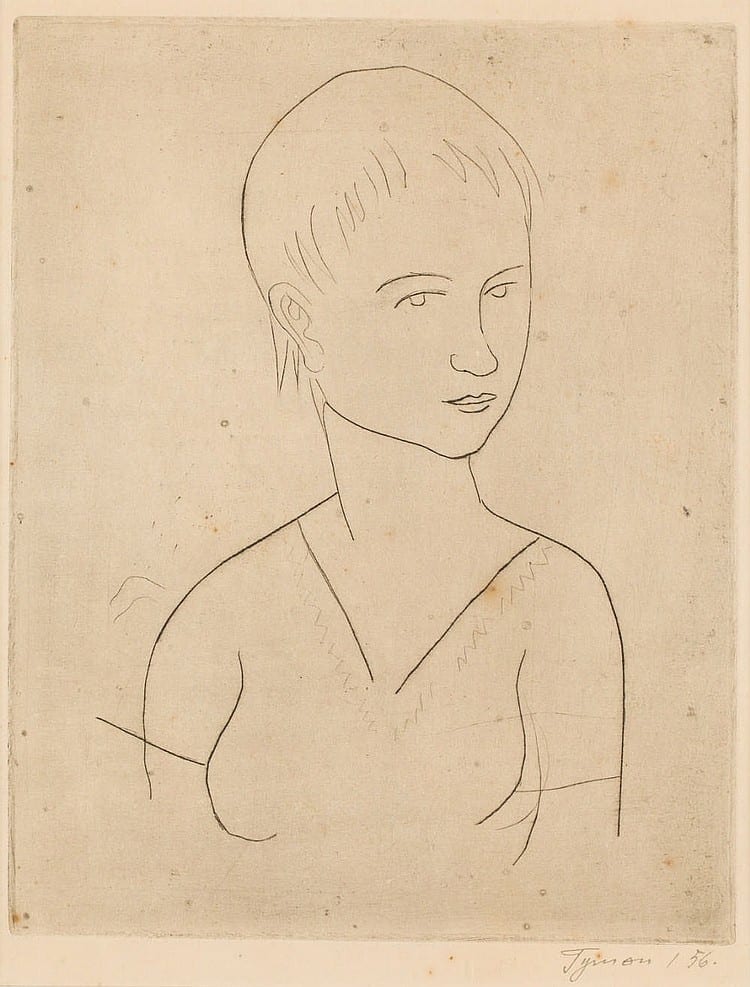 Tymon Niesiolowski comparable auction result: tymon niesiolowski 1882 1965 girl s head 1956