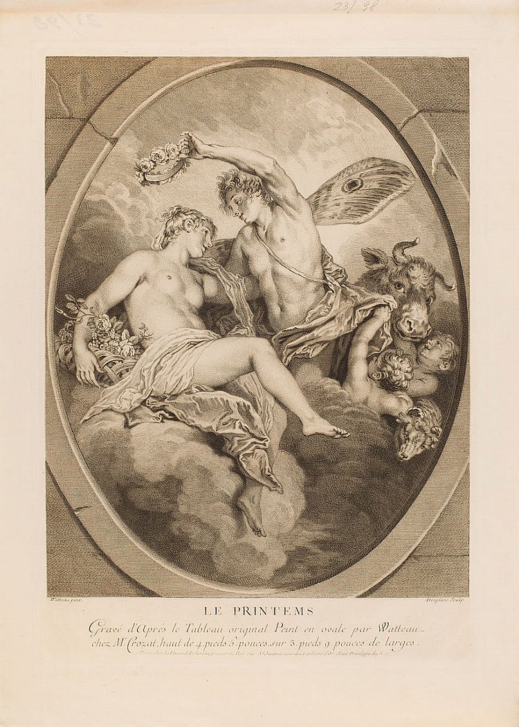 Louis Desplaces comparable auction result: louis desplaces 1682 1739 le printemps based on antoine a watteau
