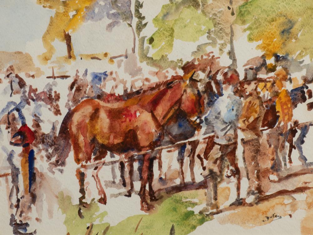 colourful watercolour of a horse market · Adams Amsterdam Auctions · 2019-05-27 Erasmus Bernhard von Dülmen Krumpelmann comparable auction result: colourful watercolour of a horse market