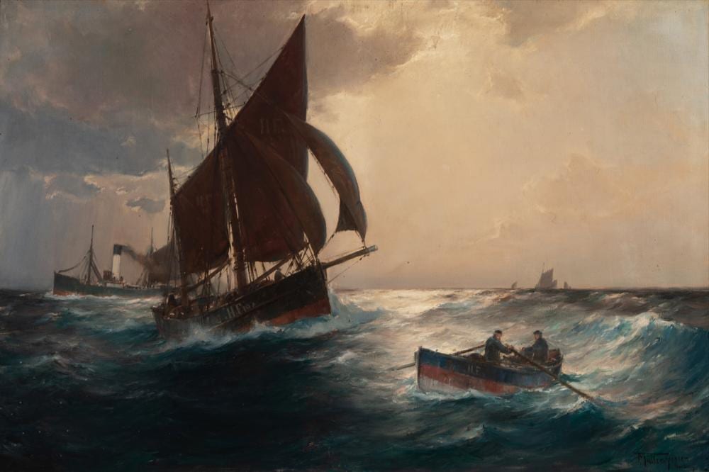 monumental painting of a turbulent sea · Adams Amsterdam Auctions · 2019-05-27 Franz Müller-Gossen comparable auction result: monumental painting of a turbulent sea