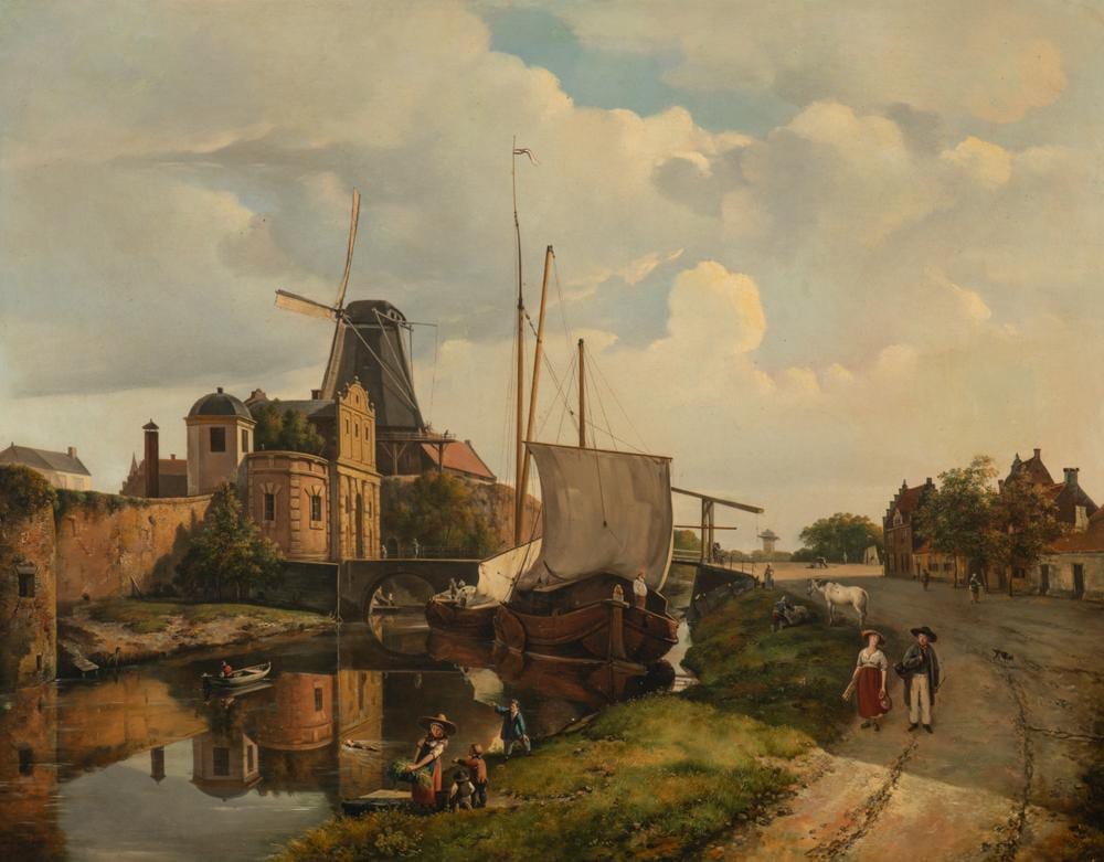 Jan van Ravenswaay comparable auction result: dutch city view with curious details