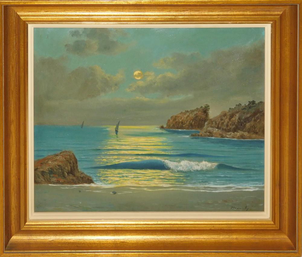 Angel Planells Cruanyes comparable auction result: angel planells cruanyes 1901 1989 plenilunio blanes leo sobre lienzo 32x40 cm