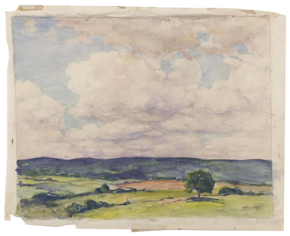 robert buchan nisbet united kingdom 1857 1942 trees in a valley under puffy clouds watercolor on paper image size 10 25 x 13 · Eldred's · 2019-05-31 Robert Buchan Nisbet comparable auction result: robert buchan nisbet united kingdom 1857 1942 trees in a valley under puffy clouds watercolor on paper image size 10 25 x 13