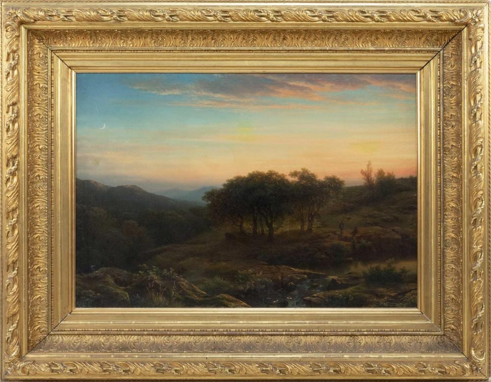 cornelis lieste the netherlands 1817 1861 hikers at sunset oil on canvas 27 x 39 framed 40 5 x 51 5 · Eldred's · 2019-05-31 Cornelis Lieste comparable auction result: cornelis lieste the netherlands 1817 1861 hikers at sunset oil on canvas 27 x 39 framed 40 5 x 51 5