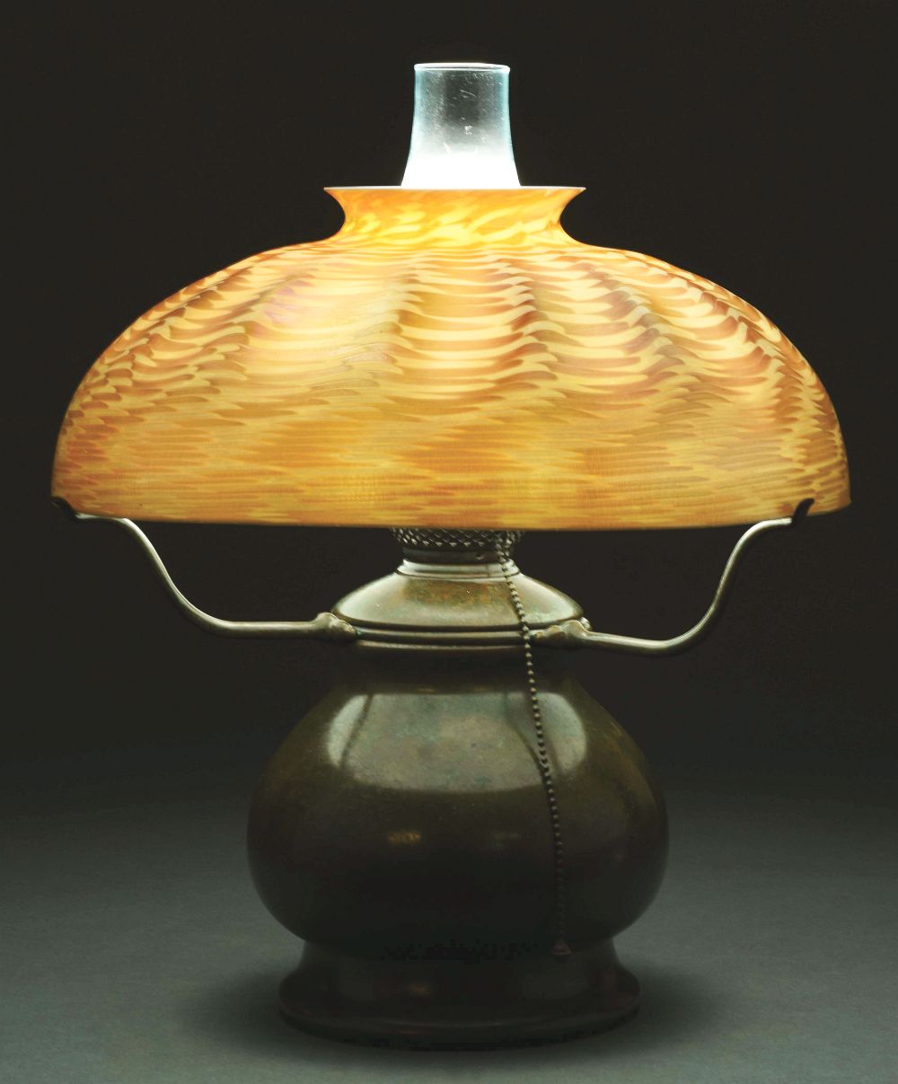 Auction comp thumbnail for Tiffany Studios Damascene Table Lamp. (Morphy Auctions, Lot 1404)