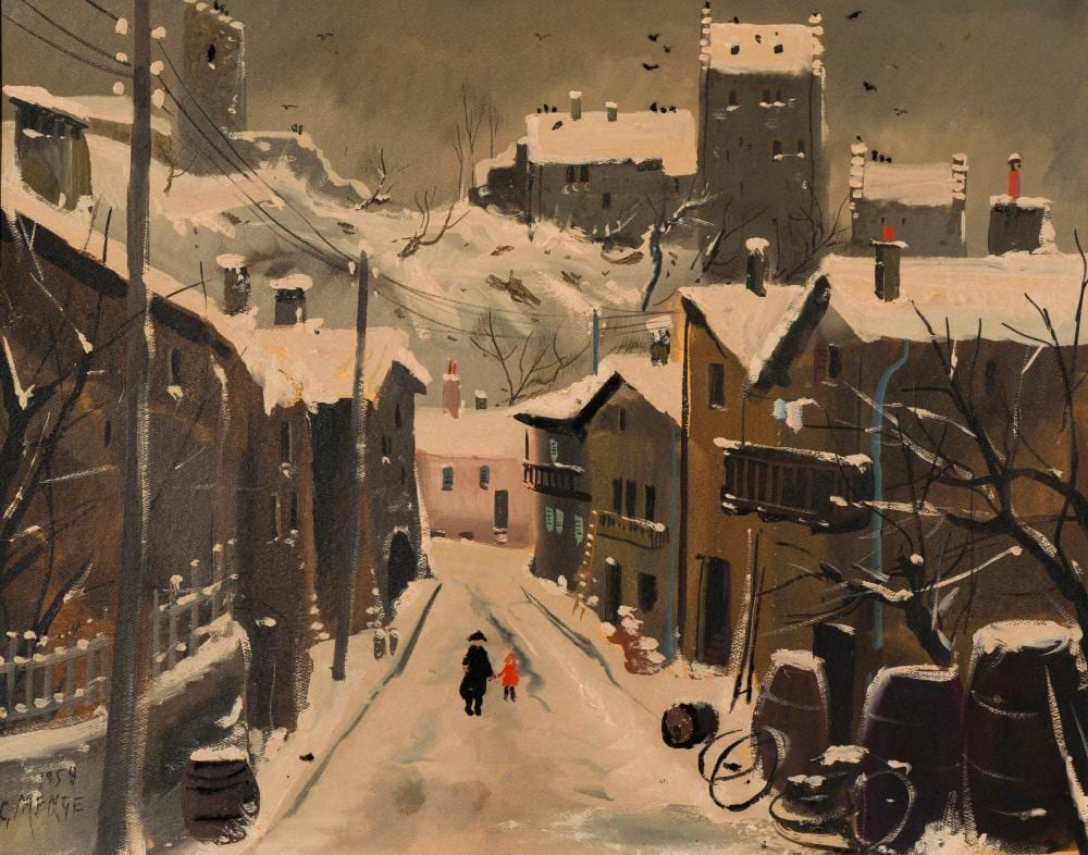 Charles Menge comparable auction result: charles menge 1920 2009 personnages dans une ruelle huile sur carton 41x51 cm