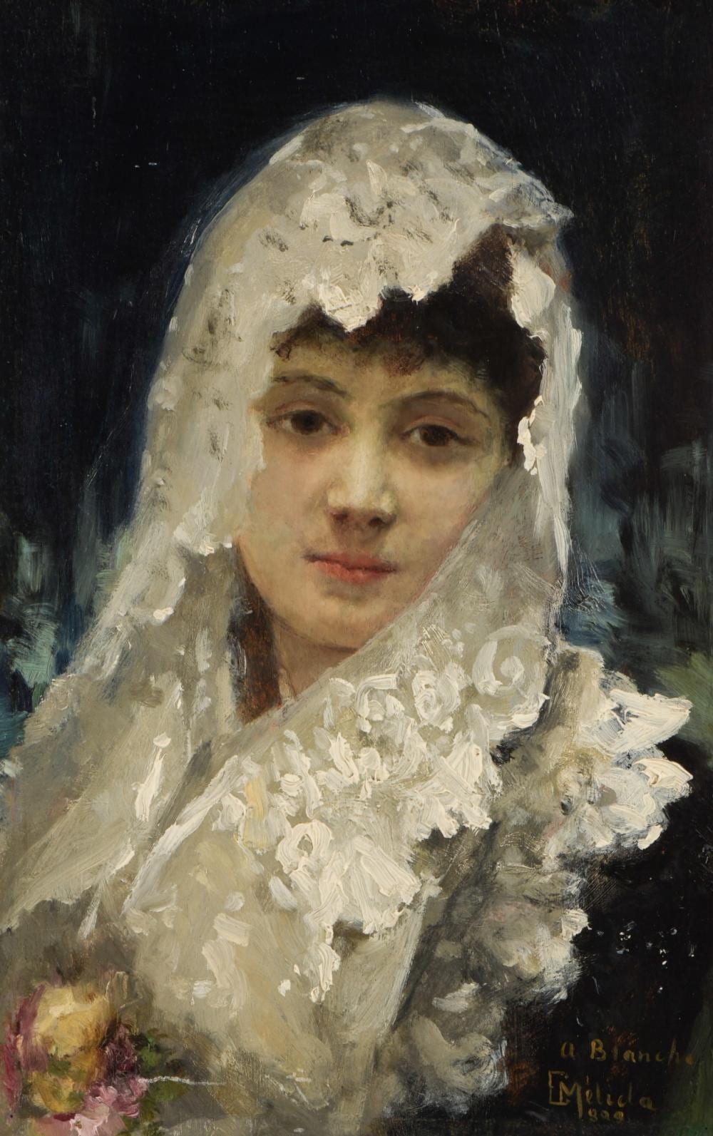 Enrique Melida y Alinari comparable auction result: enrique melida y alinari 1834 1892 portrait de femme huile sur panneau sign e d dicac e et dat e 1898 34x21 cm