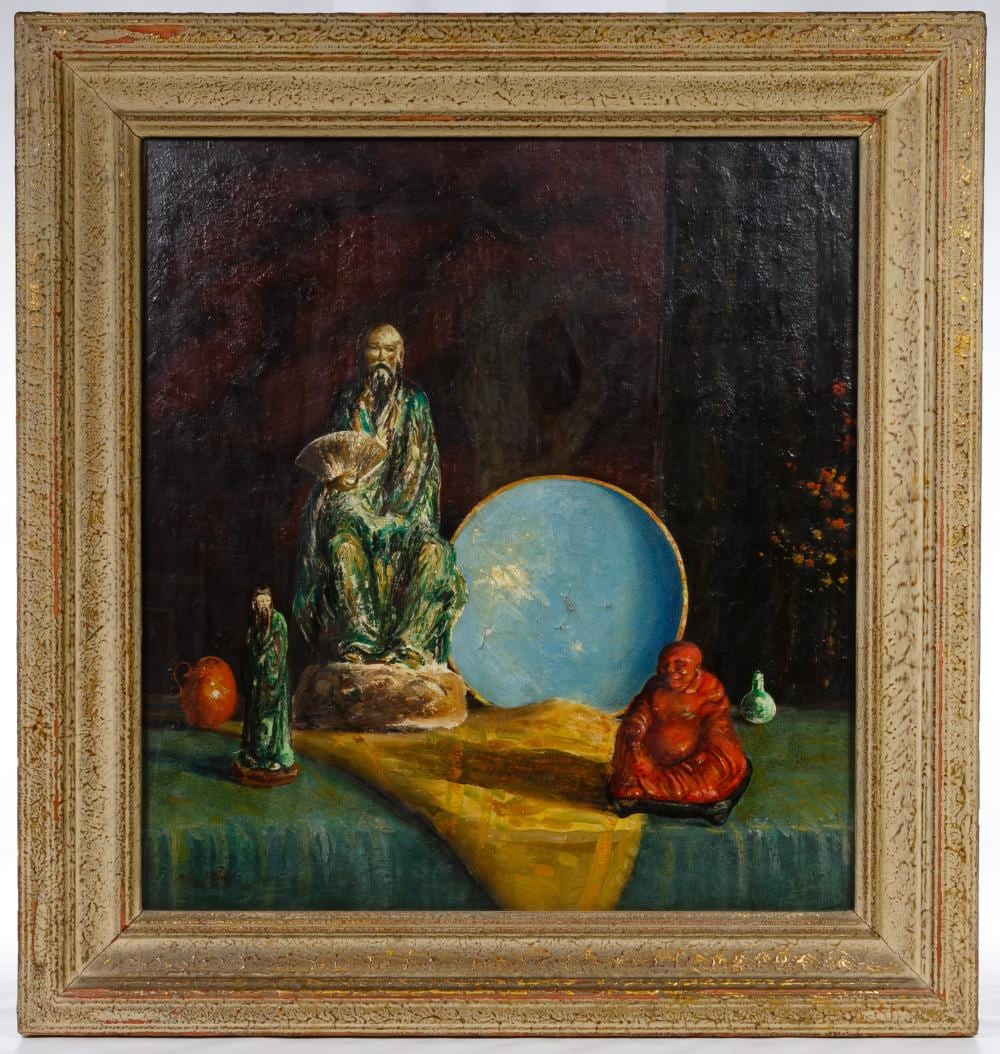 Miles Jefferson Early (American, 1886-1957) 'Temple Treasures' Oil on Canvas sold by Leonard Auction, lot 271 — auction record photograph
