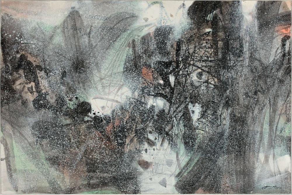 CHU Teh-Chun (1920 - 2014) SYNTHESE HIVERNALE C - 1988 Huile sur toile comparable sale