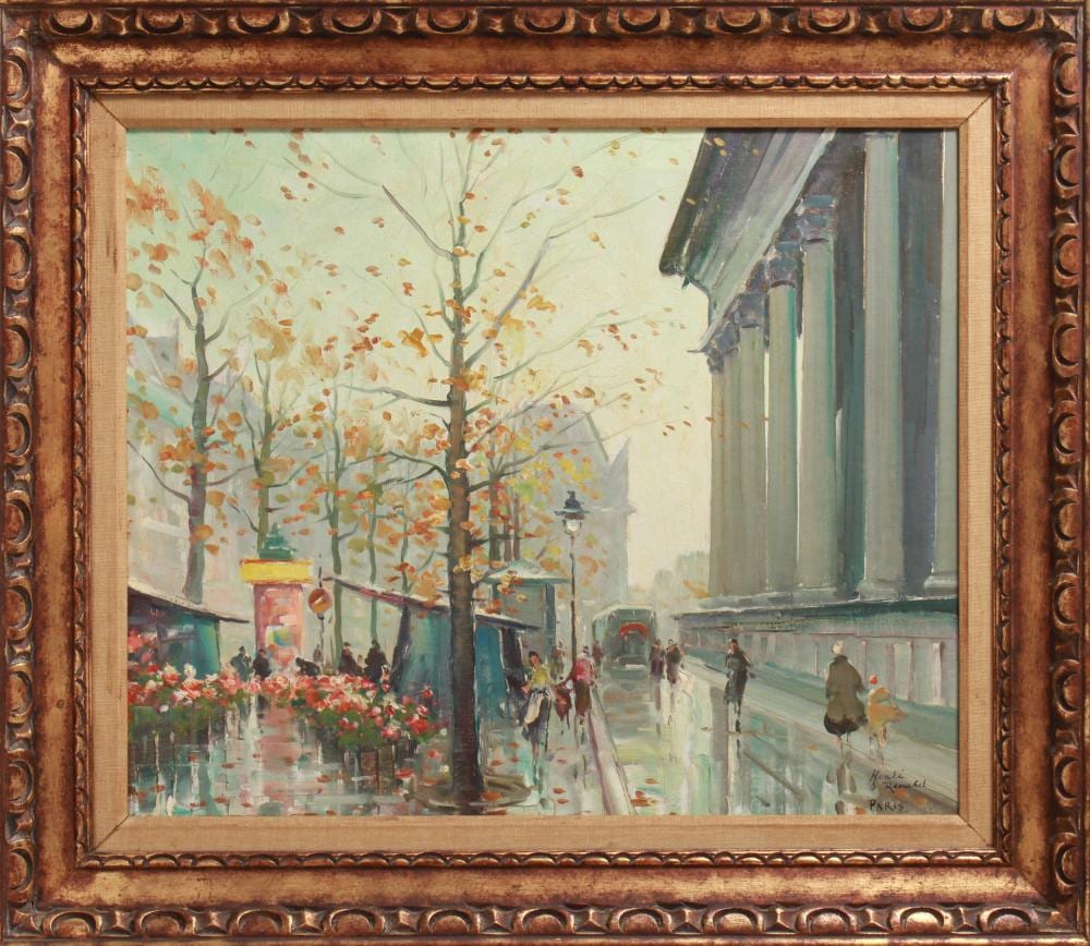Henri Renard comparable auction result: henri renard parisian cafe street scene oil