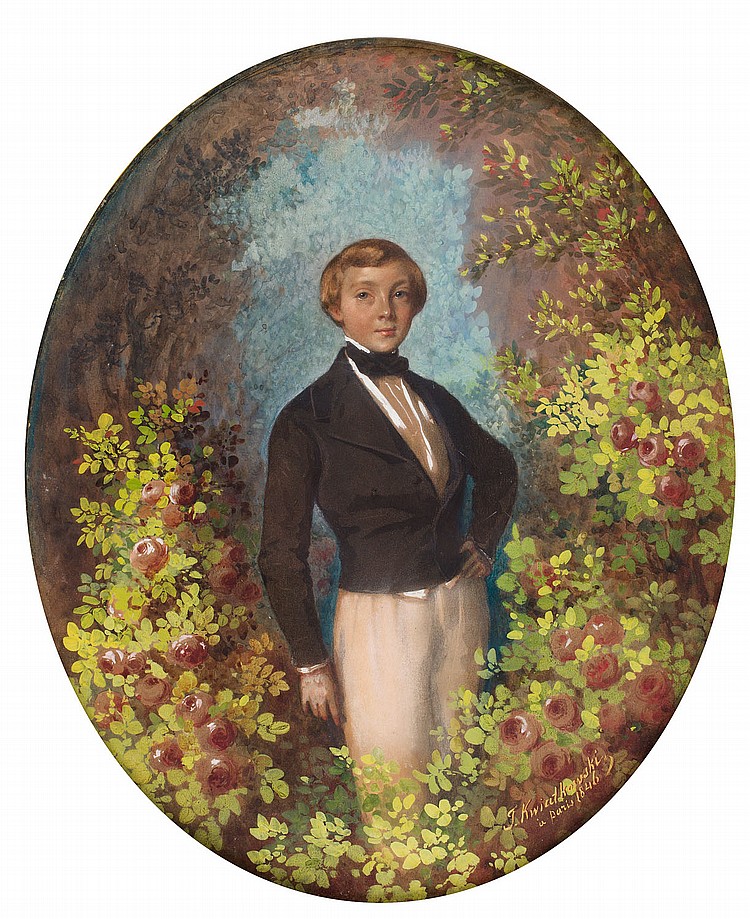 Teofil Kwiatkowski comparable auction result: teofil kwiatkowski 1809 1891 portrait of a young man 1846
