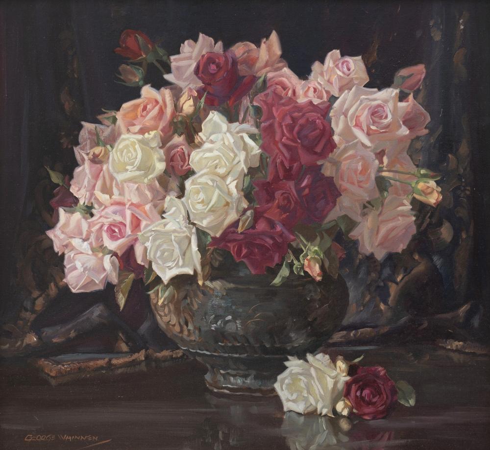 George Whinnen comparable auction result: george whinnen 1891 1950 roses oil on canvas