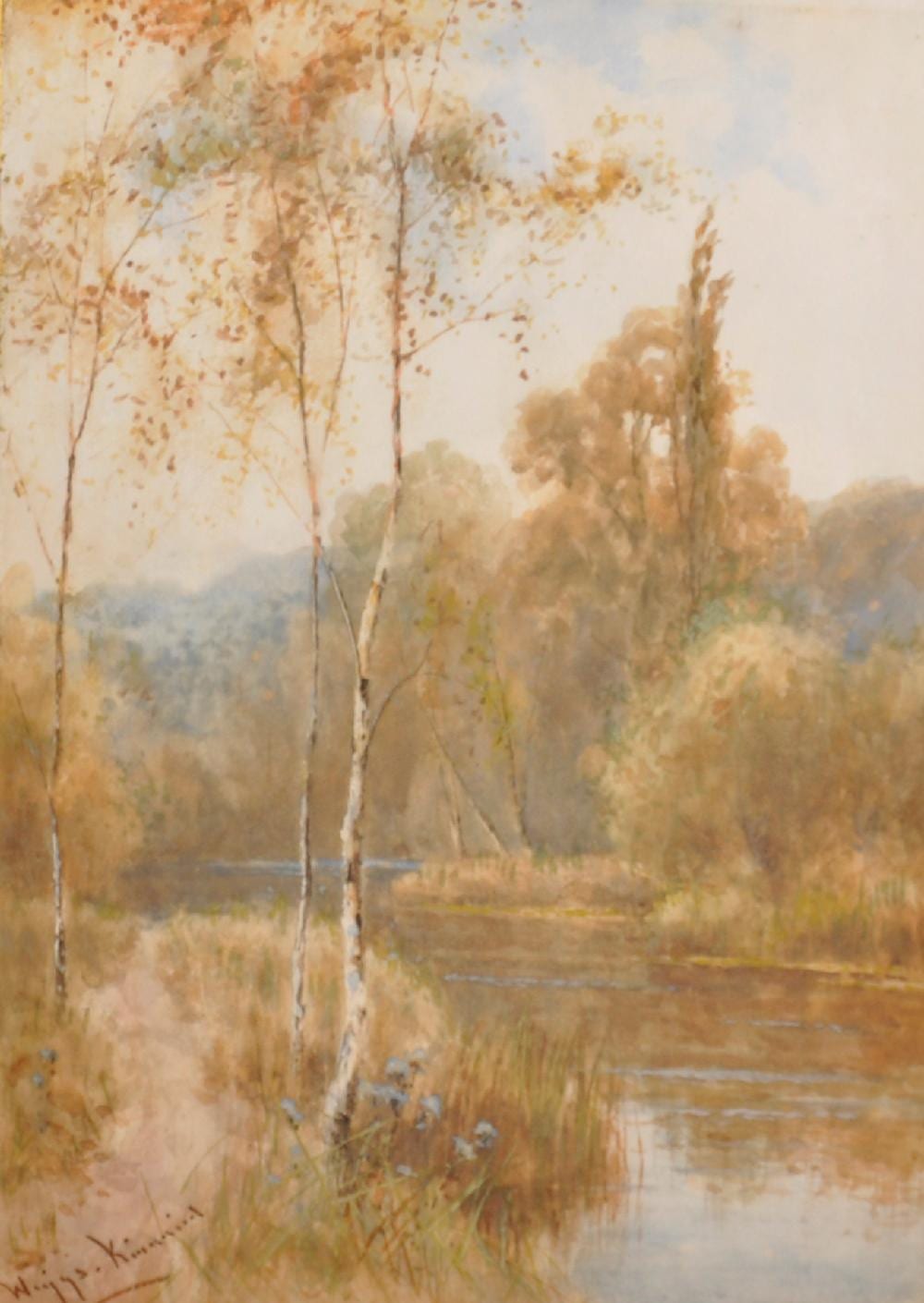 wiggs kinnaird 1870 1930 british a river landscape with silver birches watercolour signed 14 x 10 and the companion piece a pair 2 · John Nicholson's Fine Art Auctioneers & Valuers · 2019-05-29 Wiggs Kinnaird comparable auction result: wiggs kinnaird 1870 1930 british a river landscape with silver birches watercolour signed 14 x 10 and the companion piece a pair 2