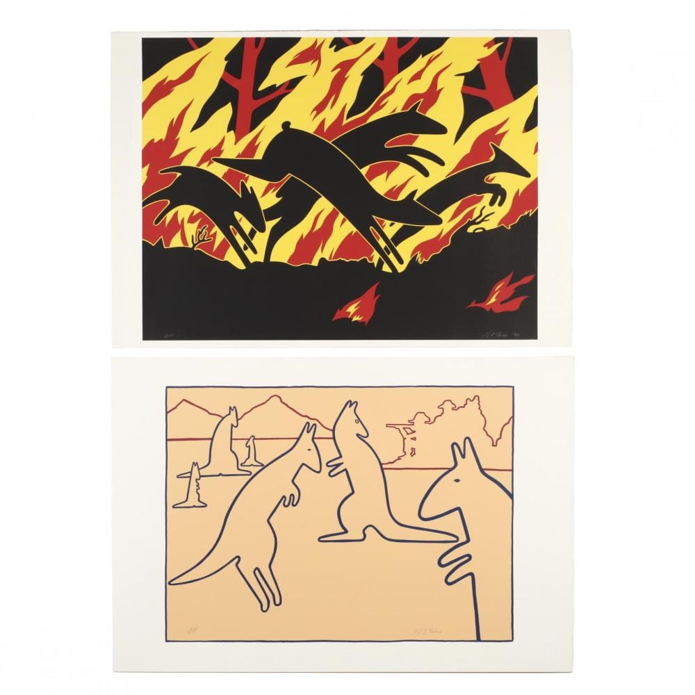 Nicholas Monro comparable auction result: nicholas monro british born 1936 animals running through fire and kangaroos