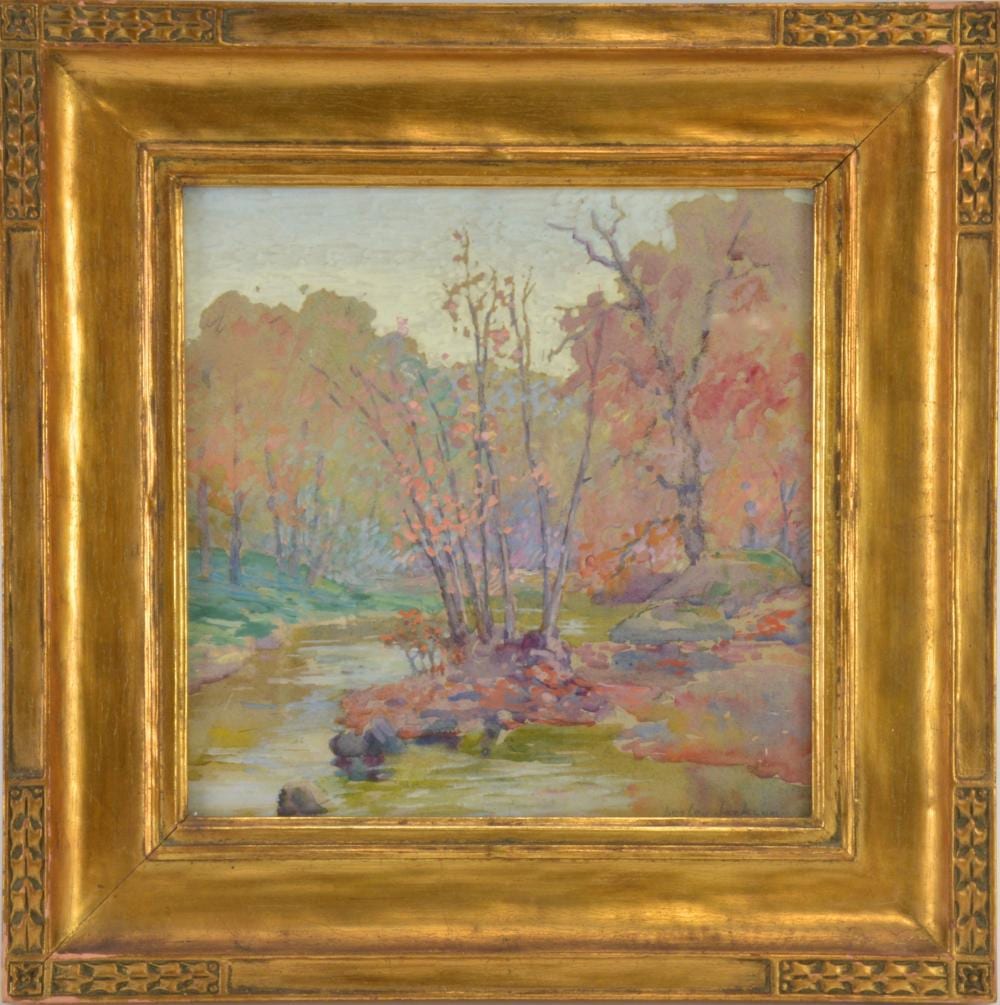 Lesley comparable auction result: lesley elizabeth jackson watercolor fall landscape