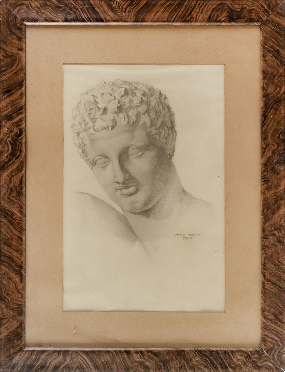 James Thomas Watts comparable auction result: james thomas watts united kingdom 1853 1930 drawing of a classical male bust 1925 pencil on paper 19 5 x 12 5 sight framed