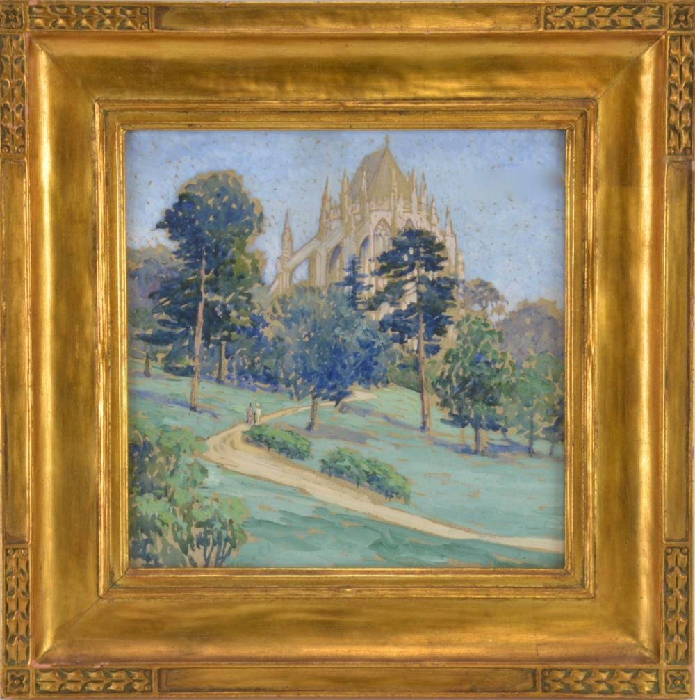 Lesley comparable auction result: lesley elizabeth jackson watercolor pathway to the cathedral