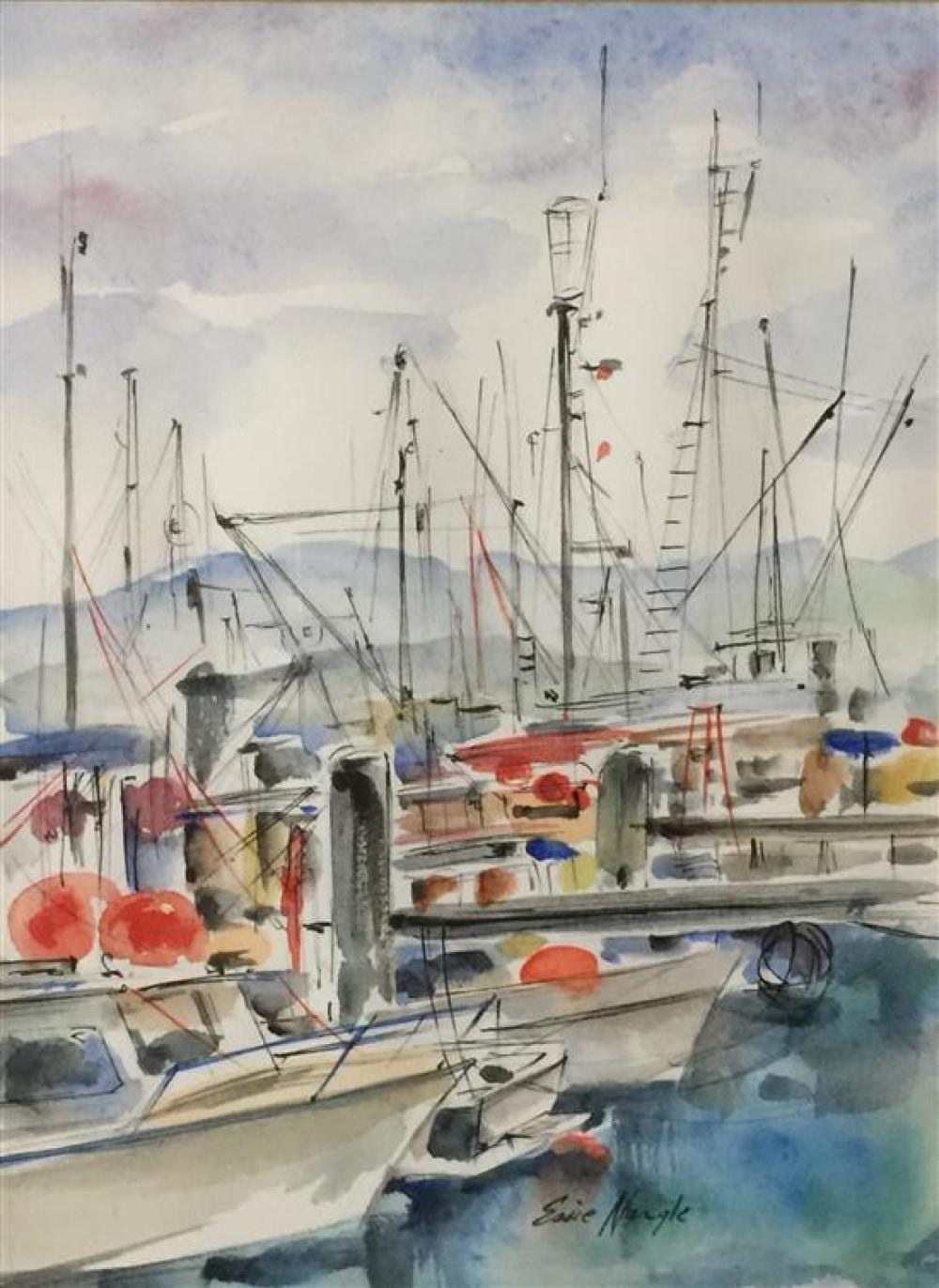Essie Nangle comparable auction result: essie nangle 1915 2006 bermagui harbour watercolour