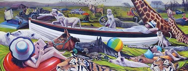 David Chan comparable auction result: david chan b 1979 the saviour oil on linen diptych each 120 x 160 cm 47 x 63 in 2 overall 120 x 320 cm 47 x 126 in