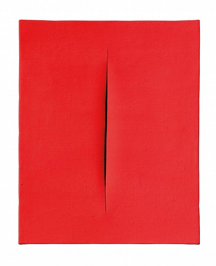 Lucio Fontana (ITALY, 1899-1968) Concetto spaziale, Attesa waterpaint on canvas 41 x 33 cm. (16 1/8 x 13 in.) comparable sale