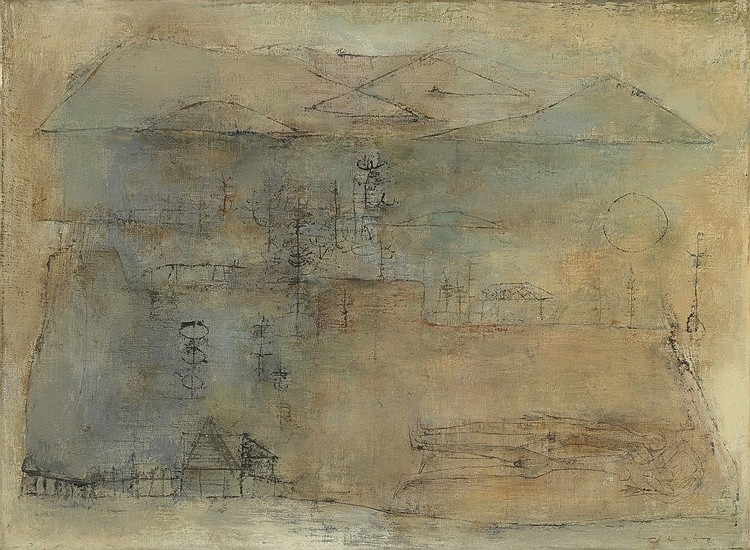 Zao Wou-Ki (ZHAO WUJI, FRANCE/CHINA, 1920-2013) Untitled oil on canvas 54 x 73 cm. (21 1/4 x 28 3/4 in.) comparable sale
