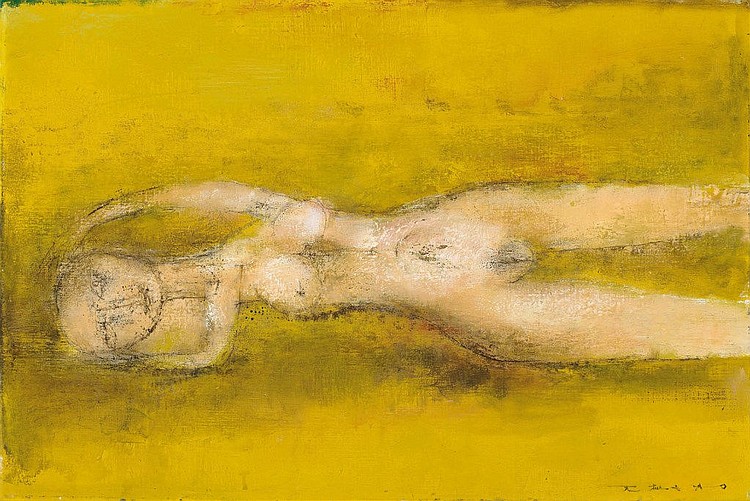 Zao Wou-Ki (ZHAO WUJI, FRANCE/CHINA, 1920-2013) Nu couché (Reclining Nude) oil on canvas 54 x 81.4 cm (21 1/4 x 32 in.) comparable sale