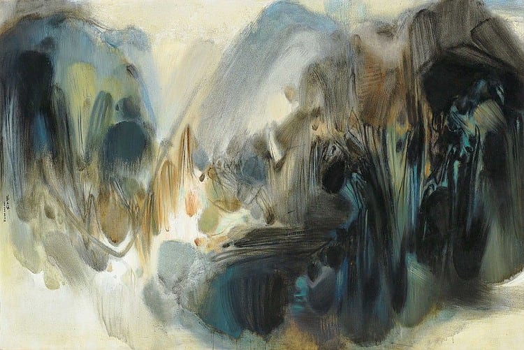 Chu Teh-Chun (ZHU DEQUN, FRANCE/CHINA, 1920-2014) No. 229 oil on canvas 130 x 195 cm. (51 1/8 x 74 3/4 in.) comparable sale