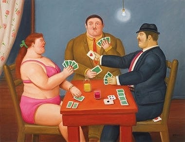 Fernando Botero (COLOMBIA, B.1932) The Card Players oil on canvas 71 x 92 cm. (28 x 36 ¼ in.) comparable sale
