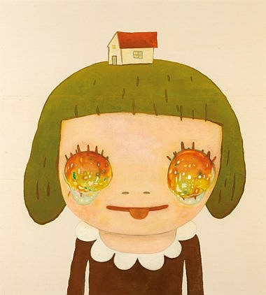 Yoshitomo Nara (JAPAN, B. 1959) HOME acrylic on wood 135.3 x 123.3 cm. (53 1/4 x 48 1/2 in.) comparable sale