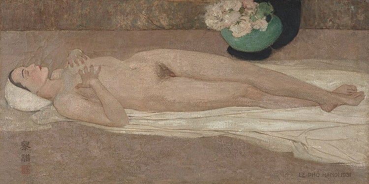 Le Pho comparable auction result: le pho france vietnam 1907 2001 nue nude oil on canvas 90 5 x 180 5 cm 35 5 8 x 71 1 8 in
