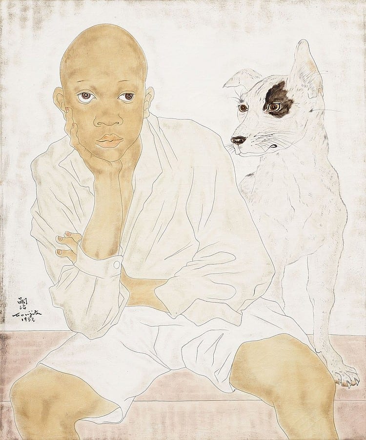 Foujita (LÉONARD TSUGUHARU, FRANCE/JAPAN, 1886-1968) Untitled oil on cloth 54.8 x 45.4 cm. (21 5/8 x 17 7/8 in.) comparable sale
