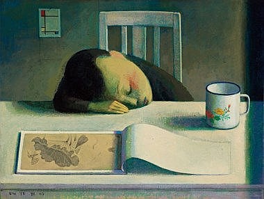 Liu Ye (CHINA, B. 1964) Daydream acrylic on canvas 22 x 29 cm. (8 5/8 x 11 3/8 in.) comparable sale