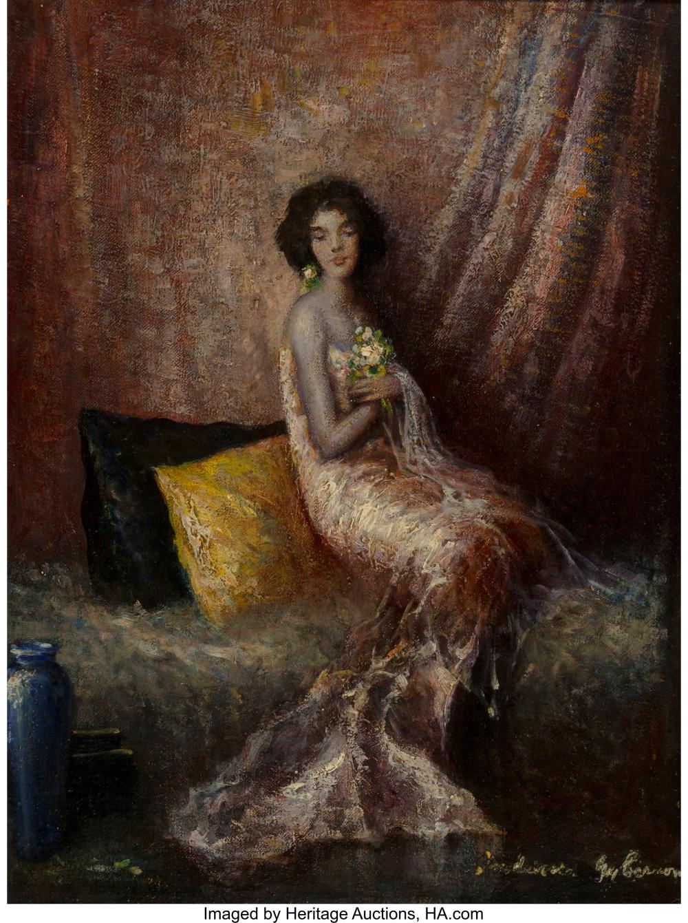 Indiana Gyberson comparable auction result: indiana gyberson american 1875 1944 the bouquet oil on canvas 16 1 2 x 12 1 4