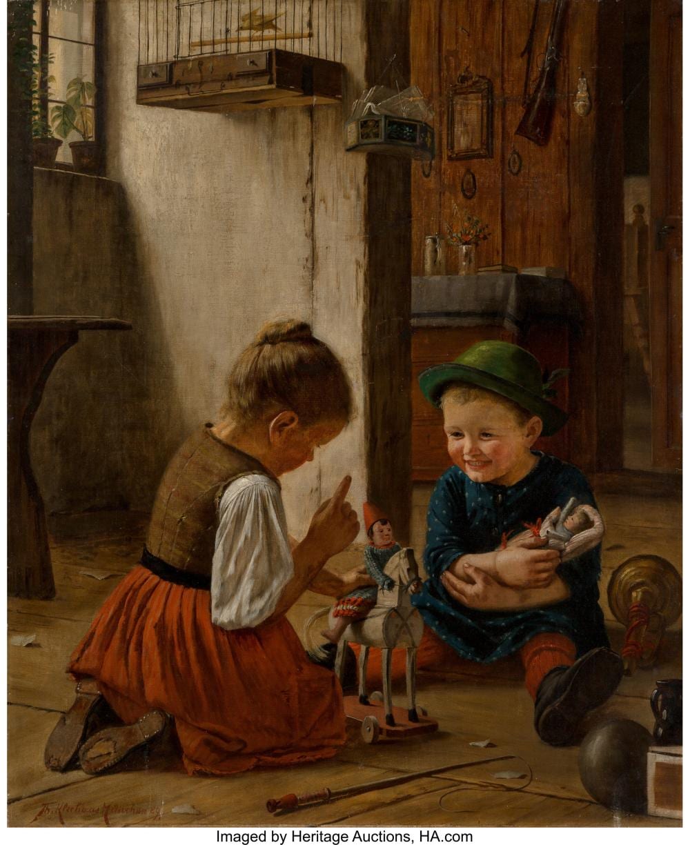 theodor kleehaas german 1854 1954 the christmas toys 1889 oil on canvas 32 x · Heritage Auctions · 2019-06-07 Theodor Kleehaas comparable auction result: theodor kleehaas german 1854 1954 the christmas toys 1889 oil on canvas 32 x