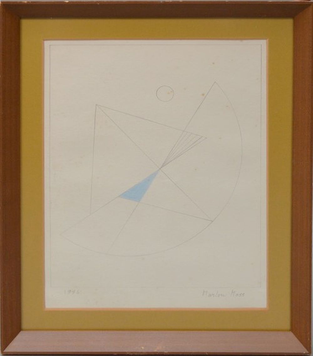 Marlow Moss comparable auction result: marlow moss british 1889 1958 geometric shapes circle mixed media signed and dated 1946 12 x