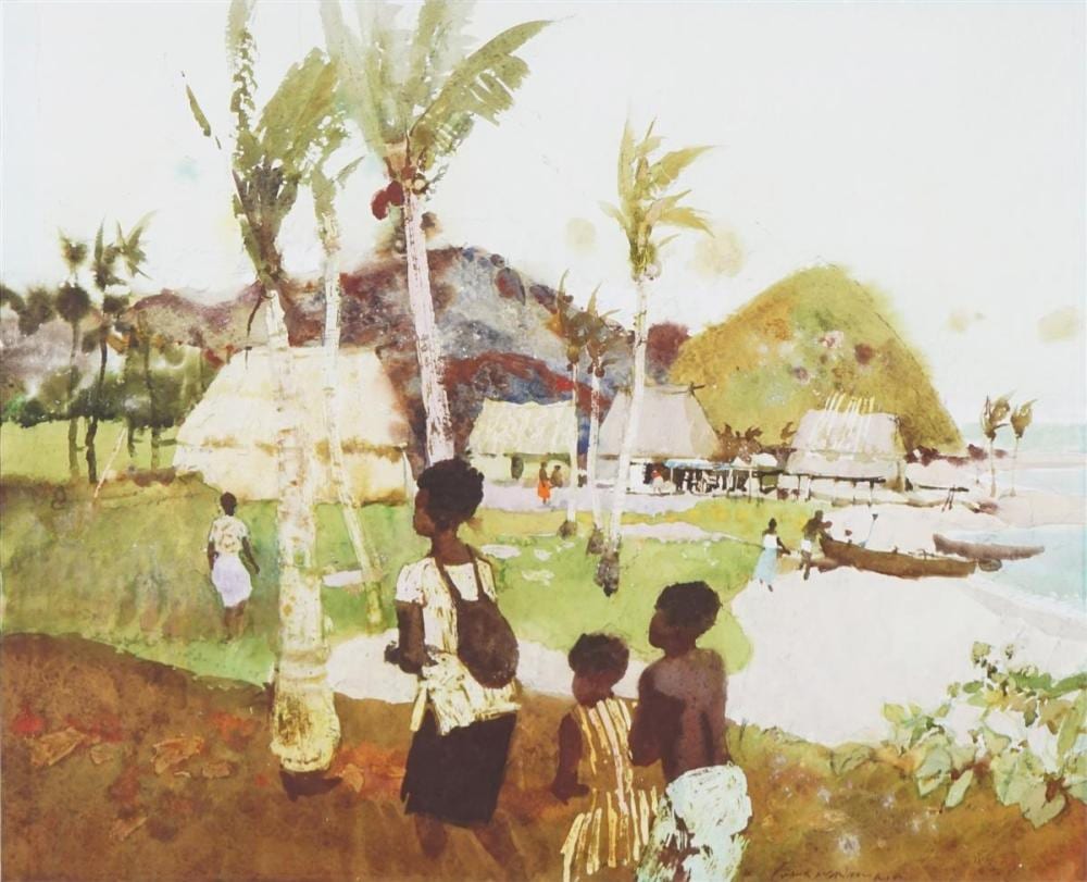 frank mcnamara 1916 1995 island village 57 x 70cm · Lawsons · 2019-05-30 Frank McNamara comparable auction result: frank mcnamara 1916 1995 island village 57 x 70cm
