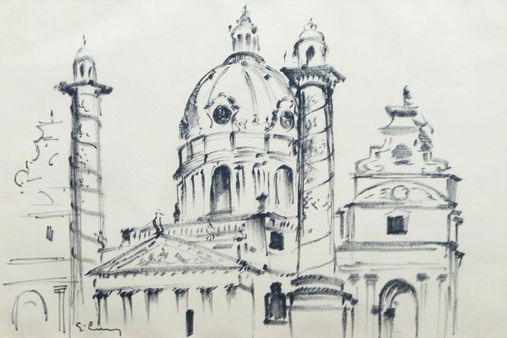 emmanuel levy british 1900 1986 st stephen s church vienna ink on paper signed 25 5x37 6c · Roseberys · 2019-06-11 Emanuel Levy comparable auction result: emmanuel levy british 1900 1986 st stephen s church vienna ink on paper signed 25 5x37 6c