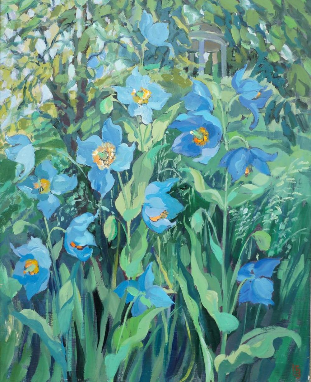 Elizabeth Jane Lloyd comparable auction result: elizabeth jane lloyd british 1928 1995 meconopsis poppies oil on panel signed with initials