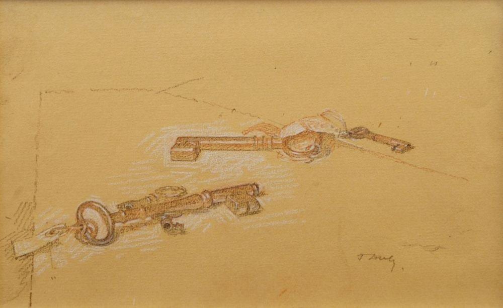 Jehan Emile Daly comparable auction result: jehan emile daly british 1918 2001 study of keys black and coloured chalk on buff coloured l