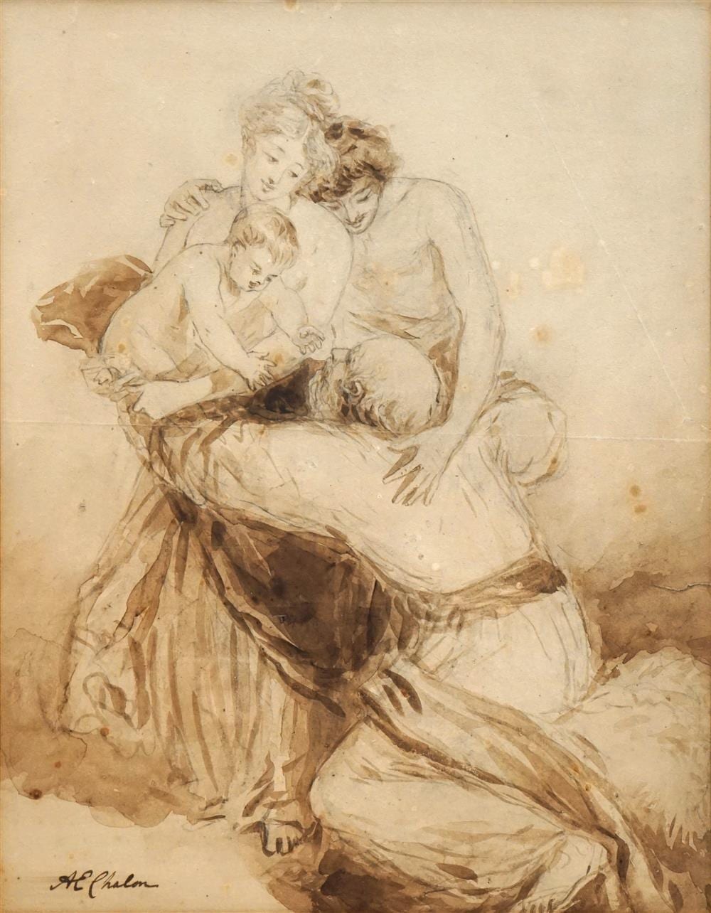 Alfred Edward Chalon comparable auction result: alfred edward chalon 1780 1860 figure group 38 x 29cm