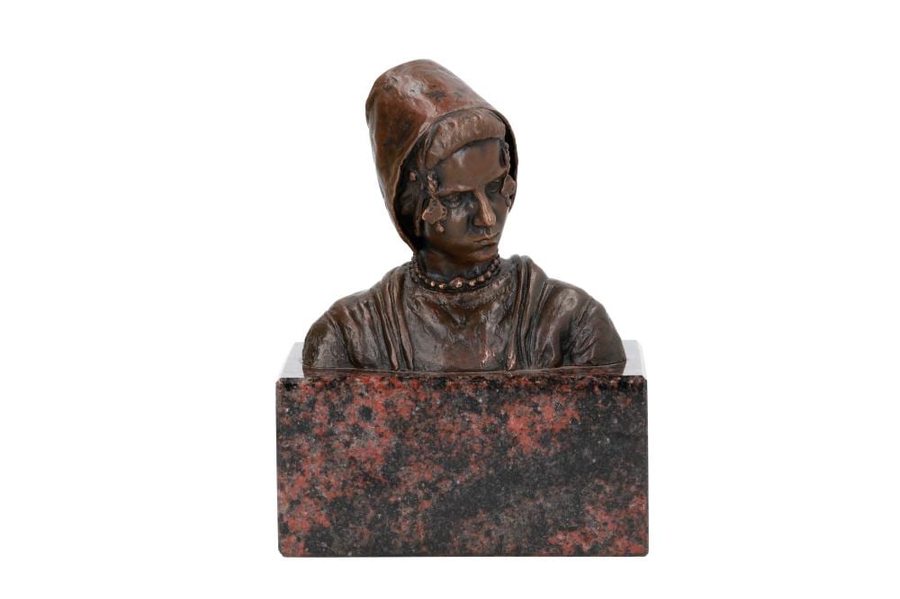 Georges Morren comparable auction result: georges morren 1868 1941 een bronzen sculptuur van een zeeuws meisje op marmeren sokkel van latere datum gesigneerd
