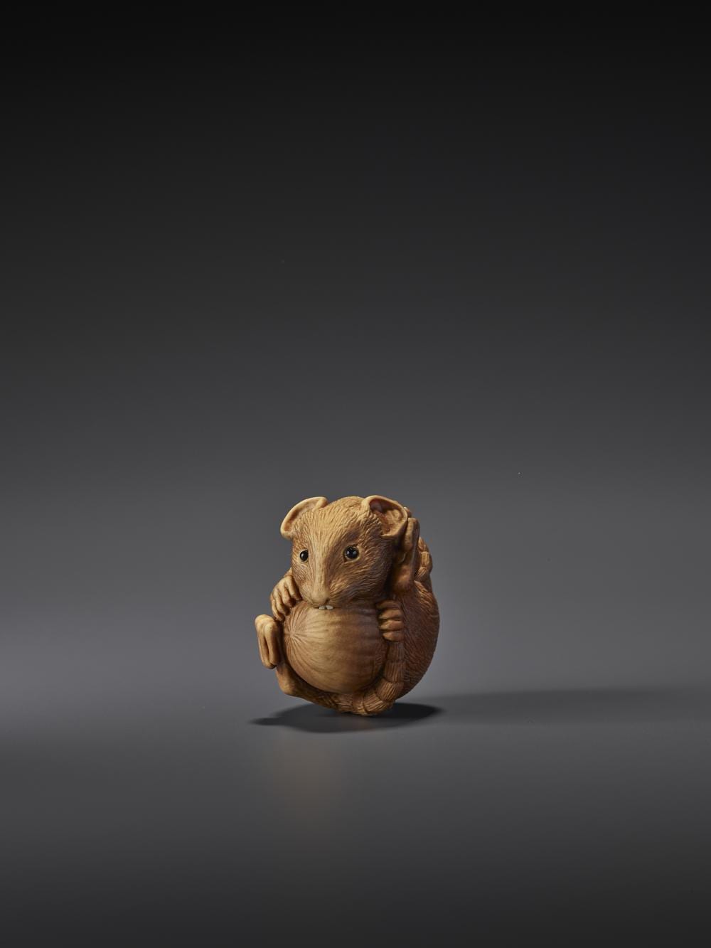 Alexander Derkachenko comparable auction result: coiled rat with nut netsuke by alexander derkachenko