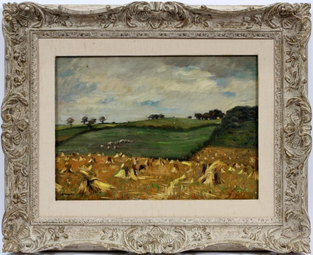 Edouard Chappel comparable auction result: edouard chappel oil on canvas haystack scene