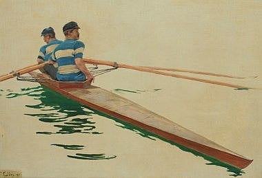Joseph Ferdinand Gueldry comparable auction result: ferdinand gueldry paris 1858 1945 lausanne etude pr paratoire pour un tableau outrigger deux huile sur toile 32 x 47 cm 12 1 5 x 18 1 5 in