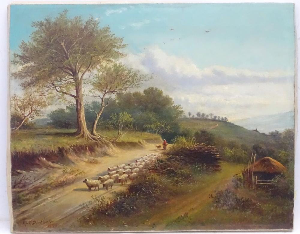 Albert Milton Drinkwater comparable auction result: albert milton drinkwater 1862 1923 oil on canvas landscape with driven sheep signed lower left